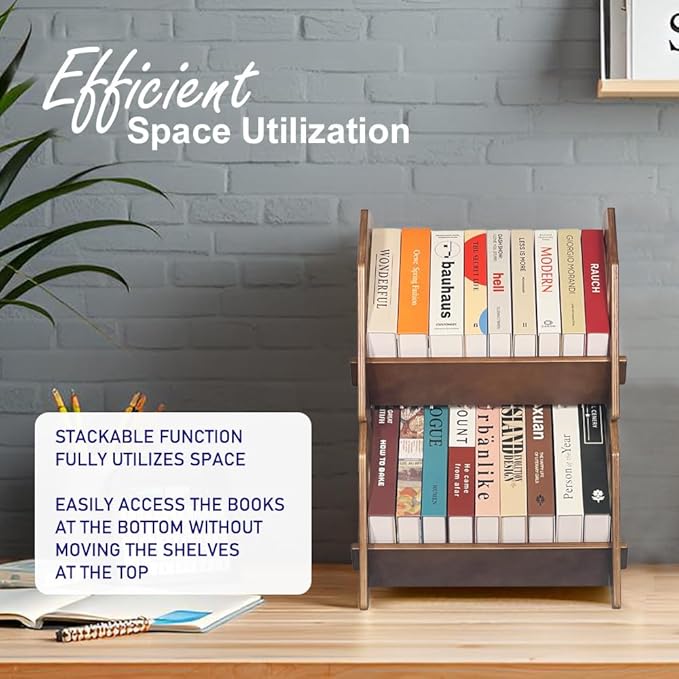 Desktop Bookshelf, Stackable Book Organizer - Image 7