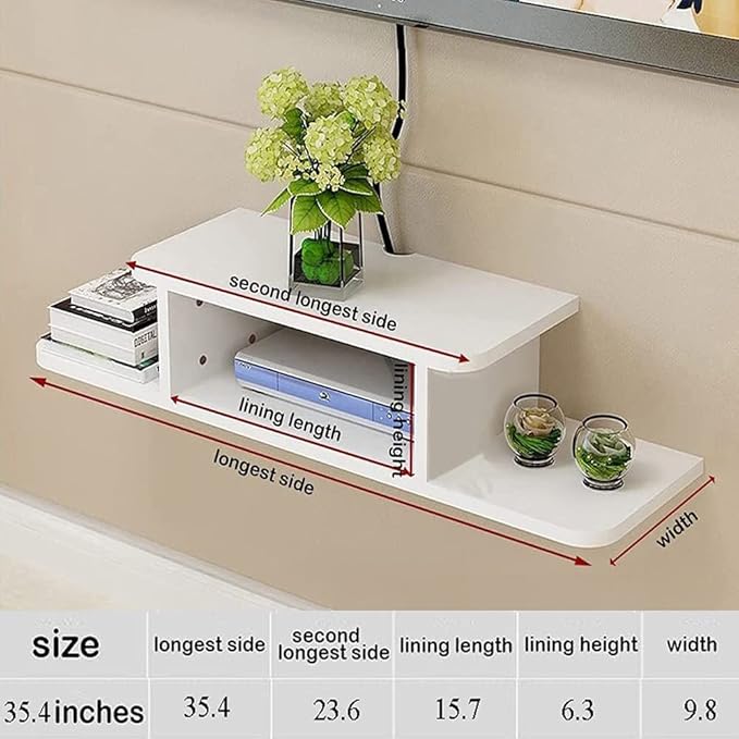 BiJun Floating TV Shelf, Entertainment Center Wall Mounted Floating Shelves - Image 3