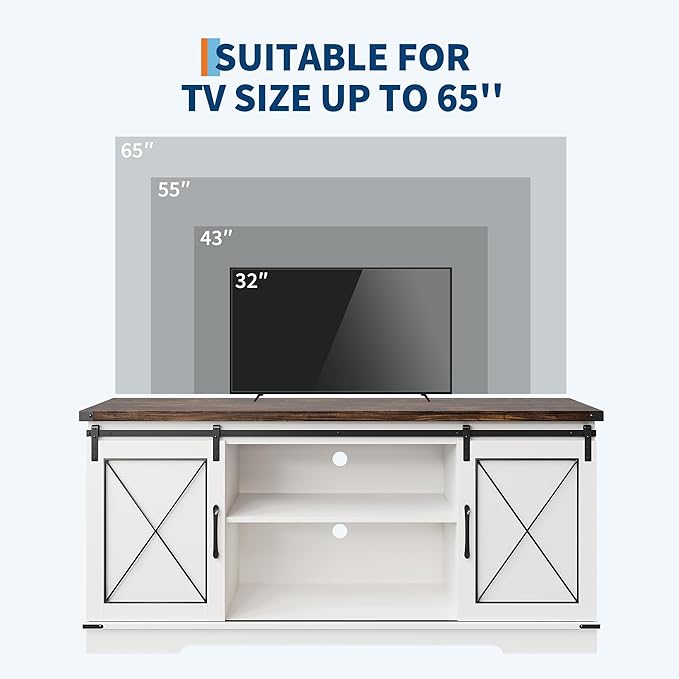 GarveeHome Farmhouse TV Stand for TV up to 65 Inches and Entertainment Center - Image 7