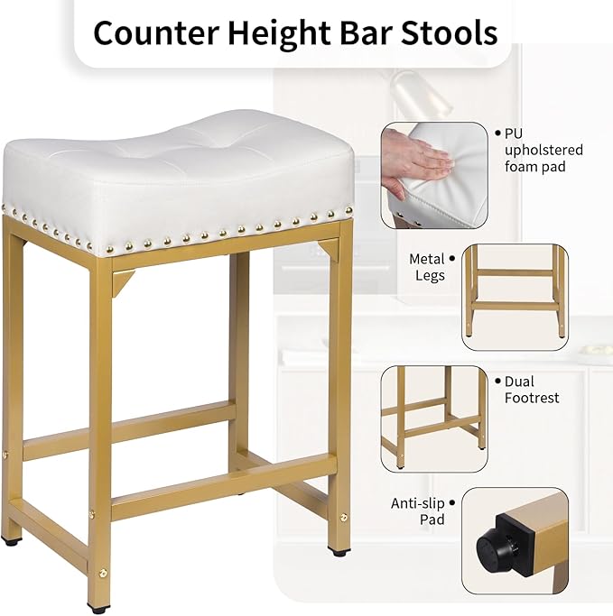 Bar Stools Set of 2, Counter Height Bar Stools - Image 4