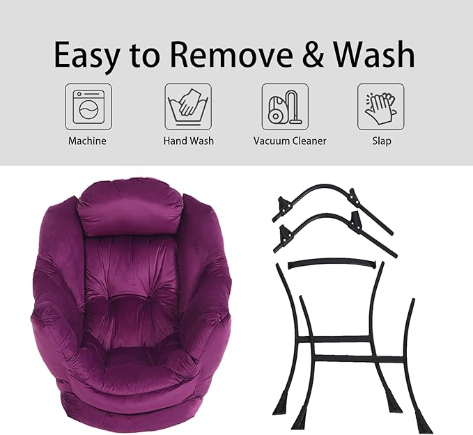 LITA Lazy Chair with Ottoman, Modern Accent Leisure Upholstered Sofa Chair - Image 5