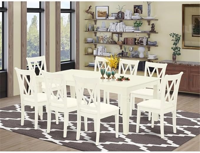East West Furniture LGCL9-LWH-C 9 Piece Modern Dining Table Set Includes a - Image 2