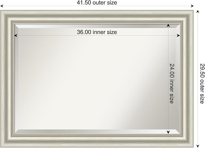 Amanti Art Bathroom Mirror for Over Sink, 30x42 Sophia Silver Rectangle Vanity - Image 3