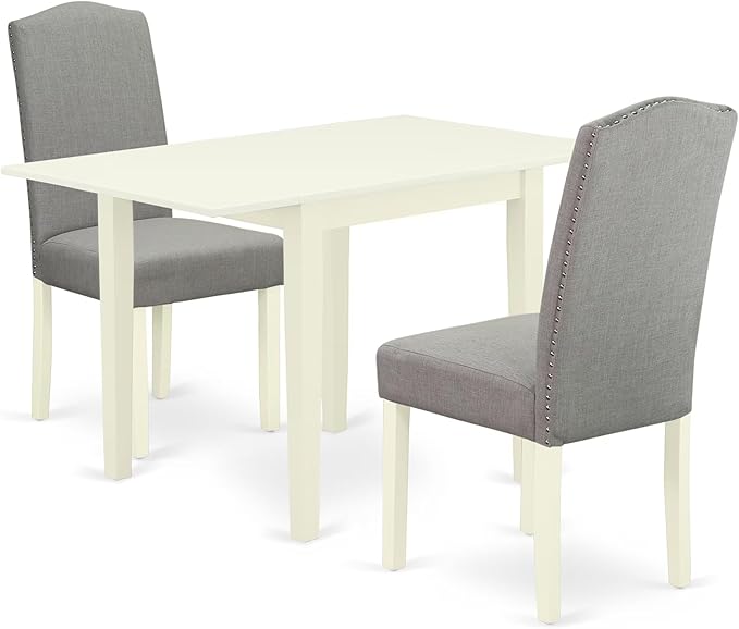 East West Furniture 1NDEN3-LWH-06 3 Piece Dining Table Set Contains a Rectangle by EastWestFurniture