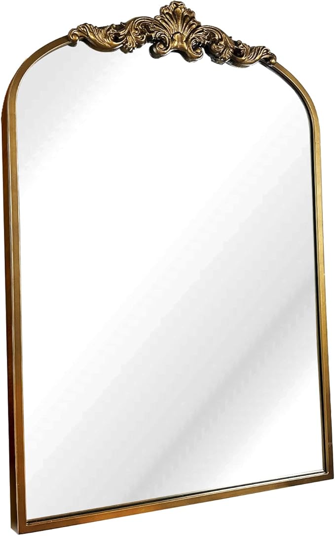 WAMIRRO Arched Gold Mirror, Antique Brass Mirrors, Wall Mounted Mirrors - Image 8