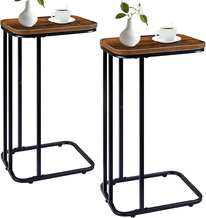 C Shaped End Table Set of 2, Small Side Table by KJGKKHOME