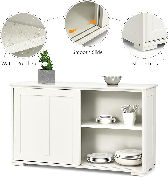 Costzon Sideboard Buffet Cabinet, Wooden Kitchen Storage Cabinet - Image 5