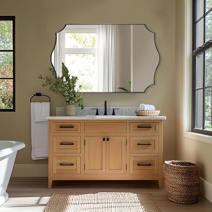 ANDY STAR 30x48 Inch Matte Black Mirror, Unique Rectangular Bathroom Mirror by ANDYSTAR