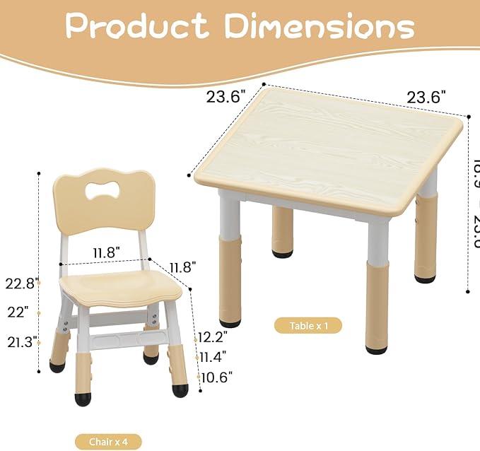 GarveeHome Toddler Table and 4 Chairs Set - Image 3