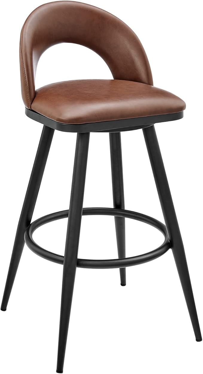 Armen Living Charlotte Swivel Bar Stool in Black Metal by ArmenLiving