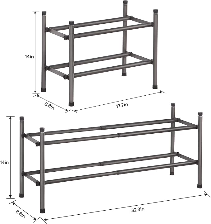 STORAGE MANIAC Expandable Shoe Rack, 16 Pairs Stackable Small Shoe Rack - Image 3
