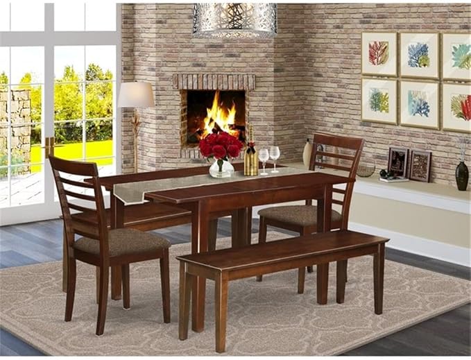 East West Furniture MILA5C-MAH-C 5 Piece Dining Set Includes a Rectangle Dining - Image 2