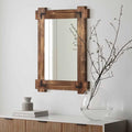 MeMoreCool Rustic Wooden Framed Wall Mirror, Farmhouse Decorative Vanity Mirror by MeMoreCool
