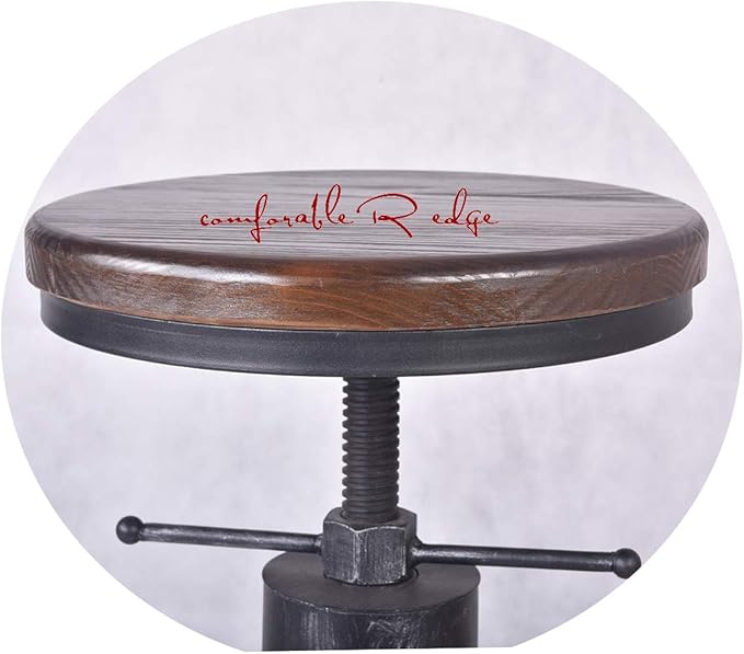 Diwhy Industrial Vintage Kitchen Counter Height Adjustable bar Stool, Farmhouse - Image 5