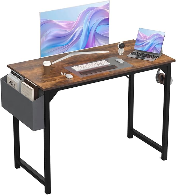 40 Inch Desk Office with Storage, Modern Simple Style Gaming Computer Table by HOMEEHouse