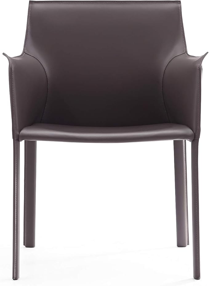 Manhattan Comfort Paris Modern Saddle Leather Dining Chairs, Metal Frame - Image 3