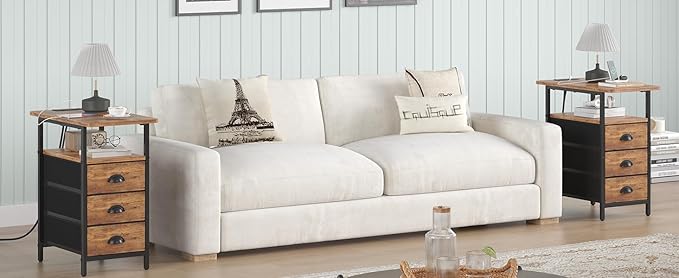 End Table with Charging Station, Side Tables Livingroom with USB Ports and - Image 7