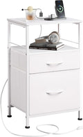 WLIVE Night Stand with Charger Station, Bedside Table, Small Dresser by WLIVE