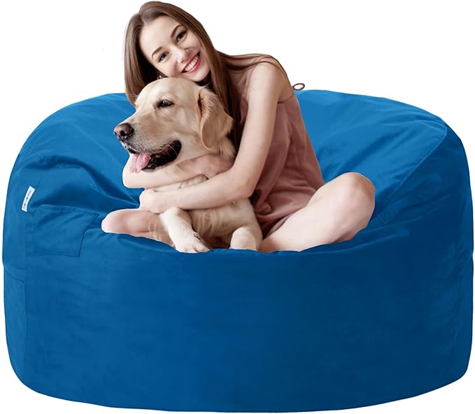 3FT Bean Bag Chair with Ultra Soft Velvet Cover Bean Bag Sofa with Memory Foam by Unknown