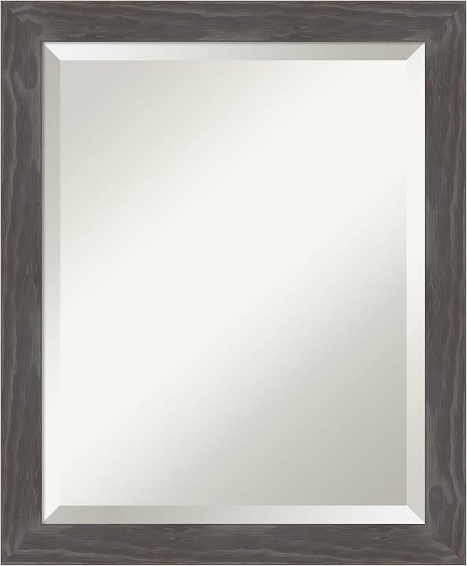 Amanti Art Grey Wall Mirror 23x19 Woodridge Rustic Grey Rectangle Bathroom by AmantiArt