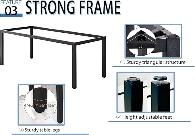 55 Inch Desk - Sturdy Metal Frame Computer Desk, Spacious Office Desk & Writing - Image 5