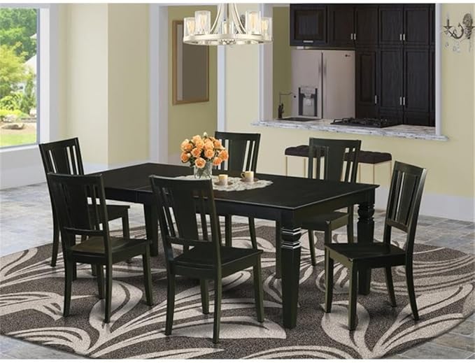 East West Furniture LGDU7-BLK-W 7 Piece Kitchen Table Set Consist of a - Image 2