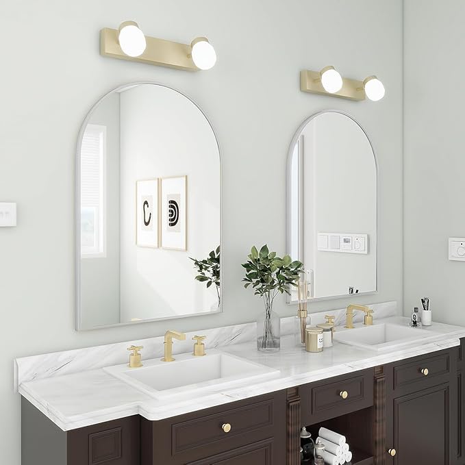 BEAUTYPEAK 24"x36" Arch Bathroom Mirror, Wall Mounted Vanity Metal Frame Mirror - Image 6
