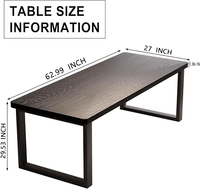 Solid Wood Dining Table for 4-8 People, 63 inch Long Farmhouse Kitchen Dining - Image 2