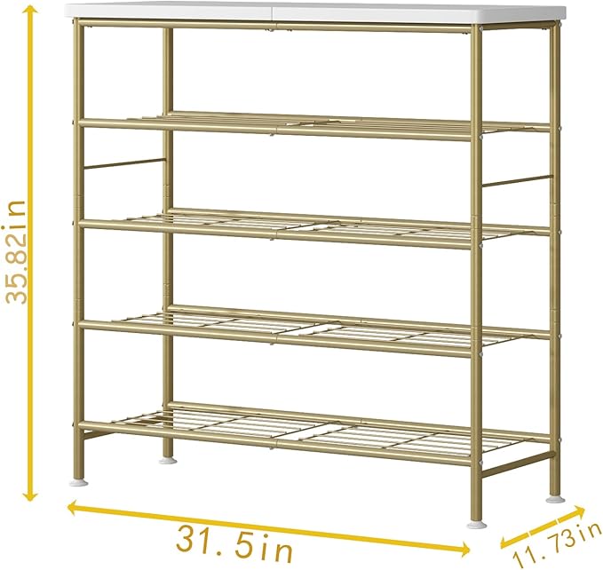 Shoe Rack Organizer 5 Tier for Closet Entryway Free Standing Metal Storage Shoe - Image 3