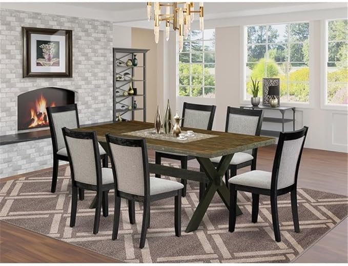 East West Furniture X677MZ606-7 7 Piece Dining Table Set Consist of a Rectangle - Image 2