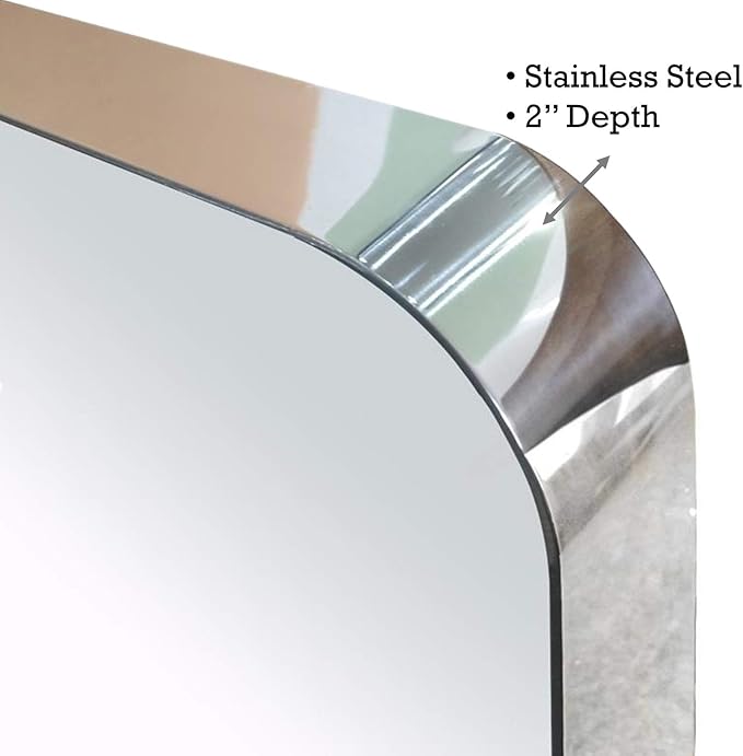 TEHOME 24x36 inch Chrome Metal Framed Bathroom Mirror - Image 5