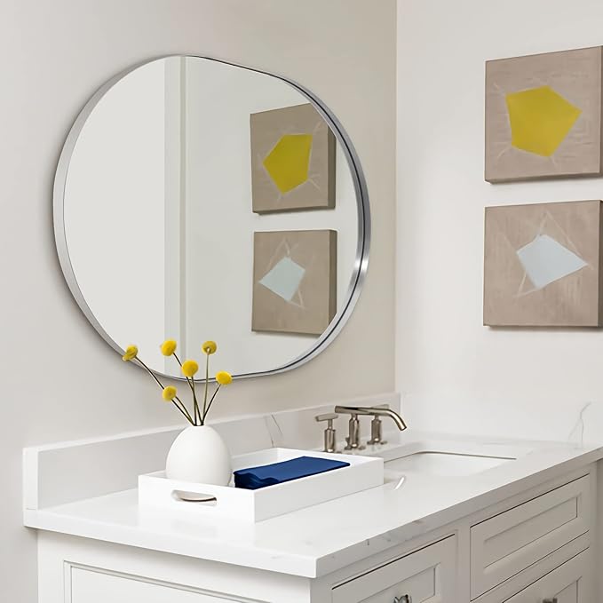 ANDY STAR Brushed Nickel Mirror Bathroom, 30x40 Inch Oval Mirrors by ANDYSTAR