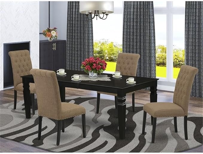 East West Furniture LGBR5-BLK-17 5 Piece Dining Set Includes a Rectangle Dining - Image 2