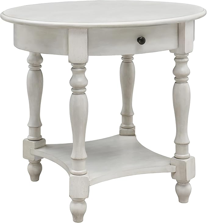 MODERION Oval End Table with Drawer, Solid Wood Sofa Side Storage Shelf - Image 9