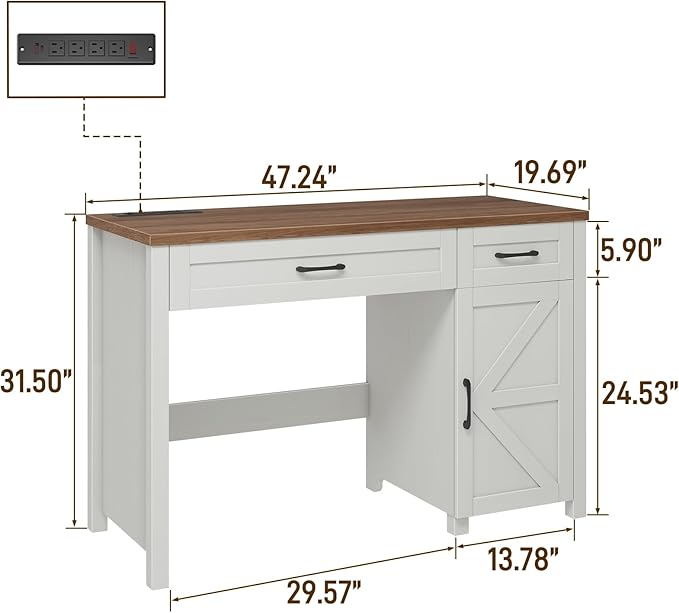 Farmhouse 47" Executive Desk, Computer Desk - Image 2
