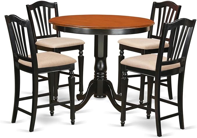 East West Furniture TRCH5-BLK-C 5 Piece Kitchen Counter Height Dining Table Set by EastWestFurniture