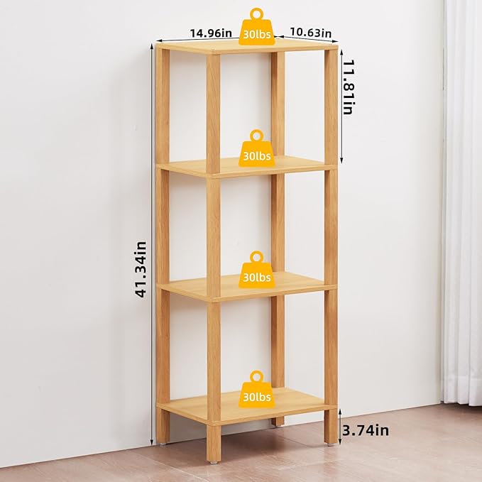 4 Tier Tall Bookshelf with Storage - Image 2