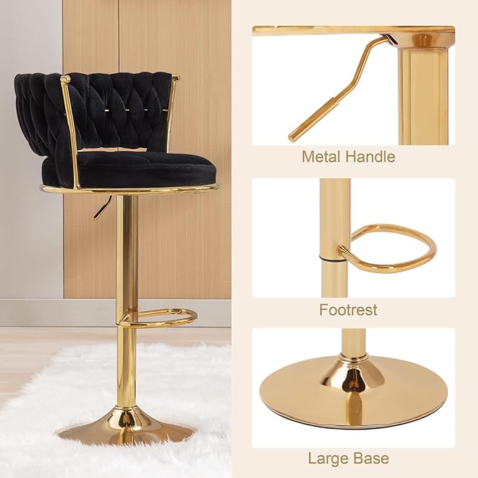 VECELO Bar Stools Set of 4, Modern-Contemporary Velvet Woven Counter Height - Image 6