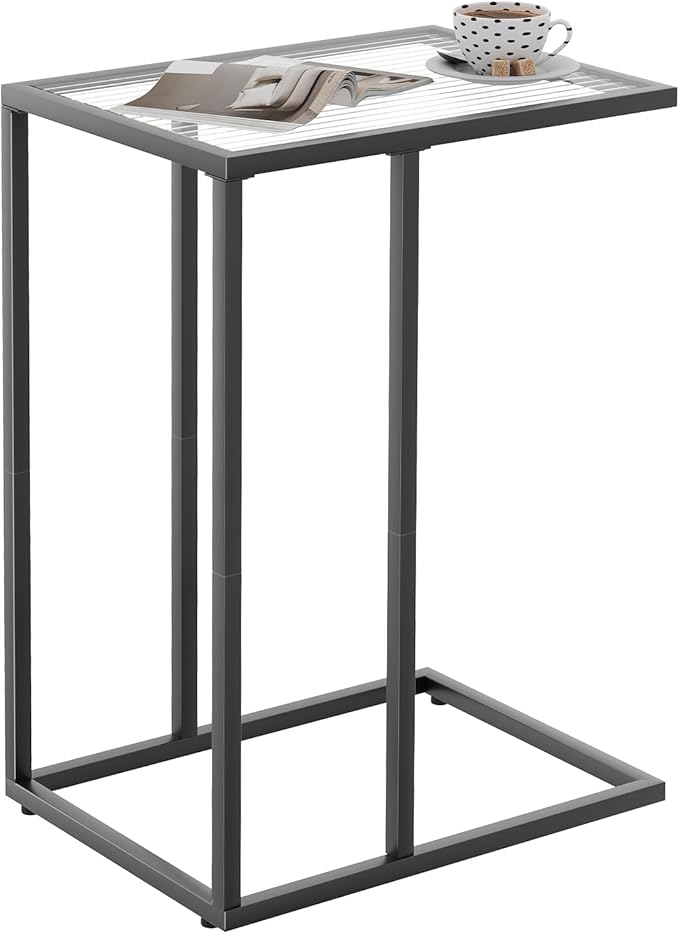 C Shaped End Table, Glass Couch Side Tables by Easy+Paws