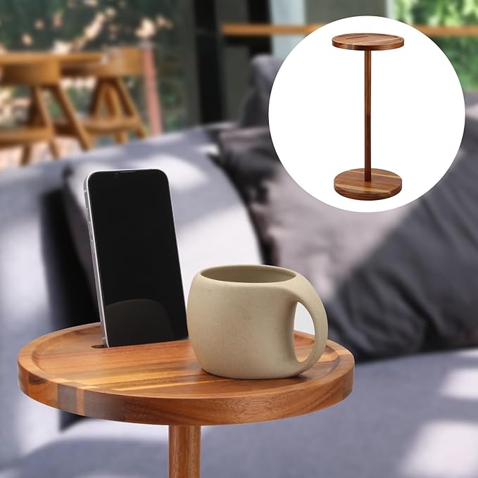Acrylic Drink End Table, 9.8" Round Modern Side Coffee Table - Image 5