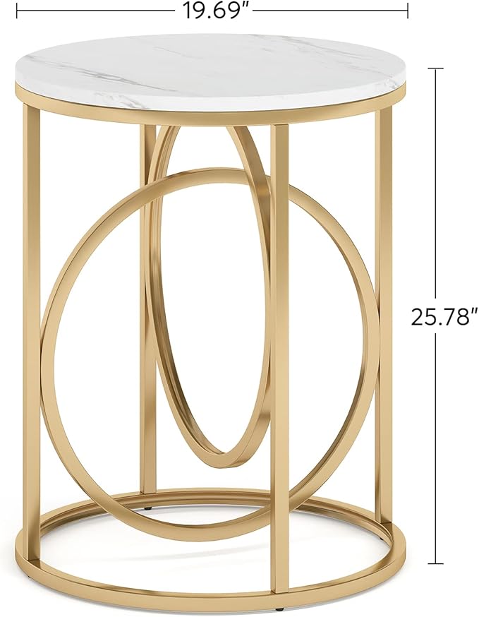 Tribesigns Round End Table for Living Room Set of 2, Modern Marble Side Table - Image 3