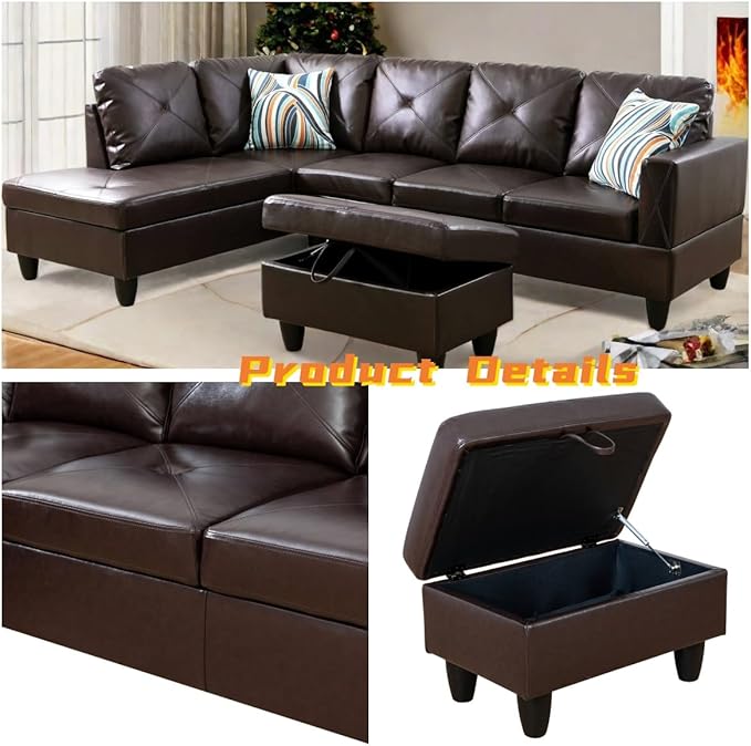 L Shaped Sectional Couch with Otttoman, Apartments - Image 4