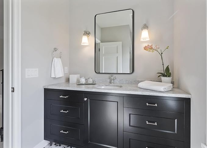 ANDY STAR Wall Mirror for Bathroom, Modern Rounded Rectangle Metal Frame Mirror - Image 8