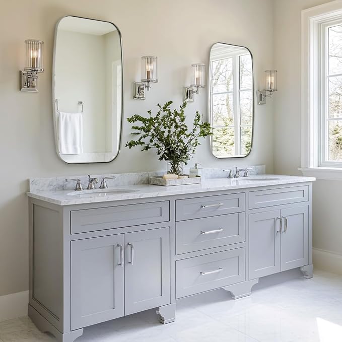 ANDY STAR Brushed Nickel Bathroom Mirror, Large 24x36’’ Brushed Nickel Metal - Image 3