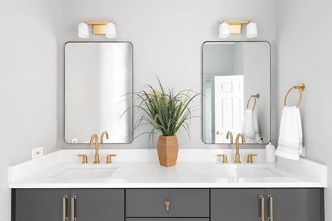 ANDY STAR Gold Bathroom Mirror, Rounded Rectangle Mirror - Image 9
