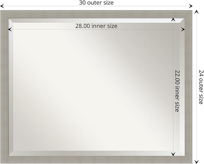 Amanti Art Grey Wall Mirror 24x30 Woodgrain Stripe Grey Rectangle Bathroom - Image 4