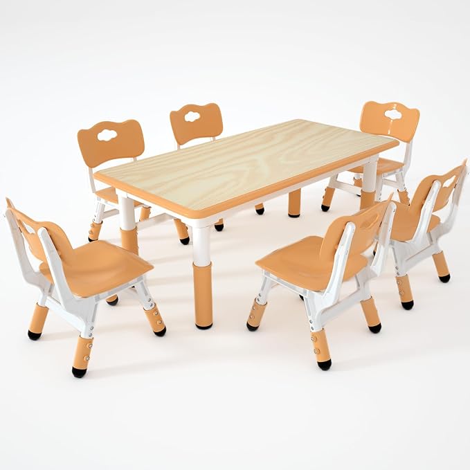 Kids Table and 6 Chairs Set，Height Adjustable Children Table & Chair，Toddlers by Unknown