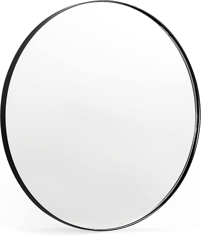 Black Round Mirror, 30 Inch Round Bathroom Mirror by Minuover