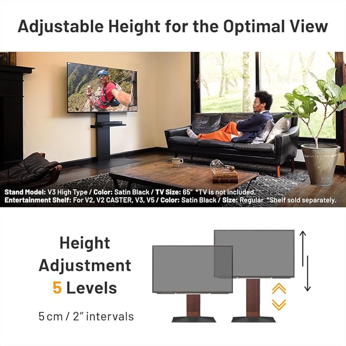 WALL V3 Low Type | Sleek 32-80 Inch Universal Ultra thin TV Stand | Walnut | - Image 4
