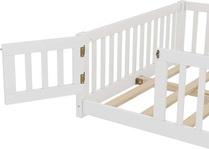 Bellemave Full Floor Bed with Slats and Safety Guardrails, Kids Montessori - Image 5